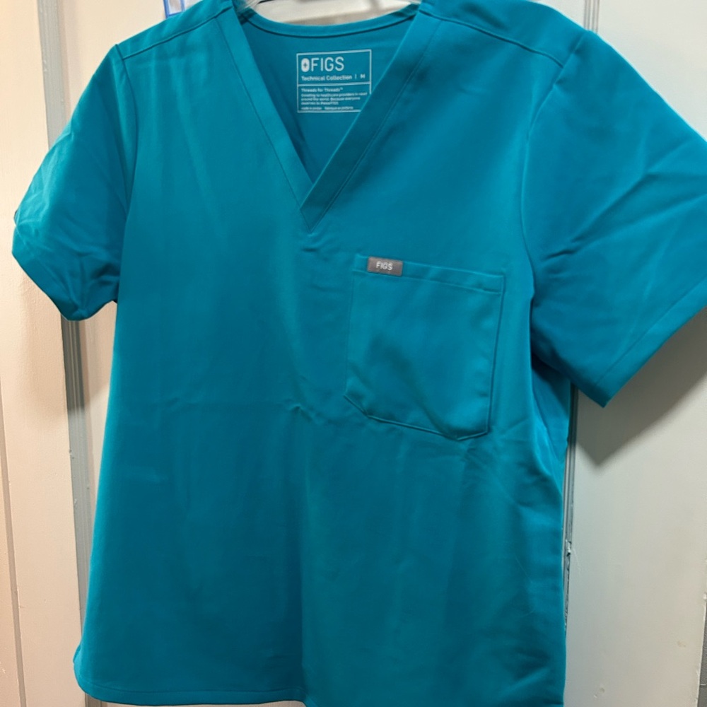Figs Ocean Blue V-Neck Scrub Top